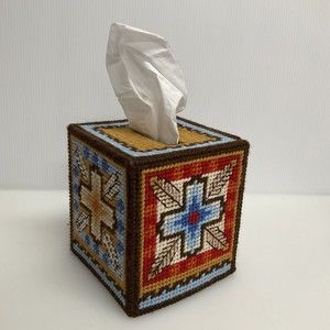 🔥 SALE 3/$20 HANDMADE Southwest Theme Plastic Canvas Tissue Box Cover 1of 2